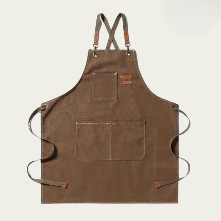 Canvas-Arbeitsschürze mit Kreuzträger und Mehrfachtaschen