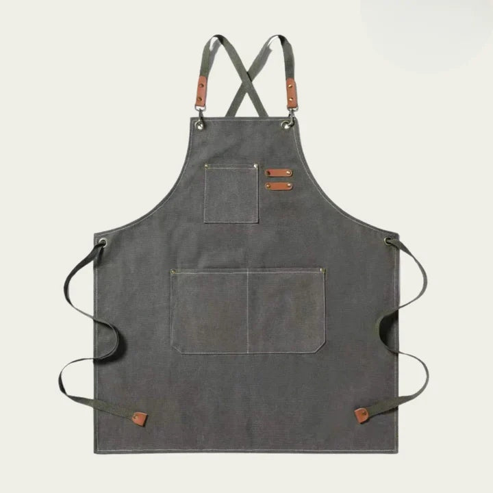 Canvas-Arbeitsschürze mit Kreuzträger – Verstellbar mit Mehreren Taschen