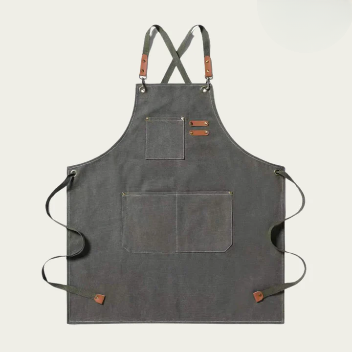 Canvas-Arbeitsschürze mit Kreuzträger und Mehrfachtaschen
