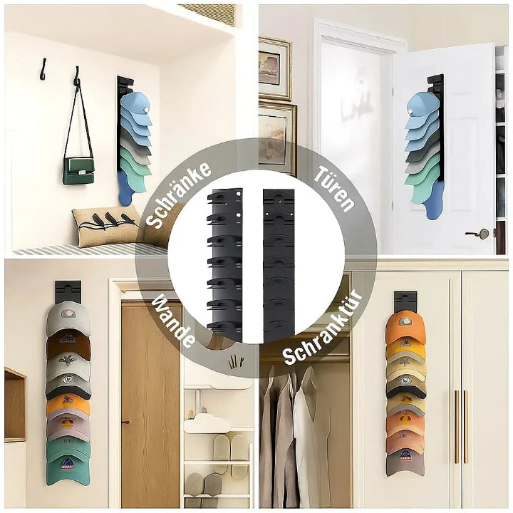 Cap-Organizer für die Wand – 10 Caps griffbereit, keine verknickten Schirme mehr -   Mivoza Deutschland