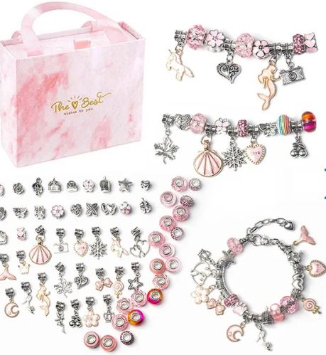 Bracelet Craft Kit with Colorful Beads and Charms