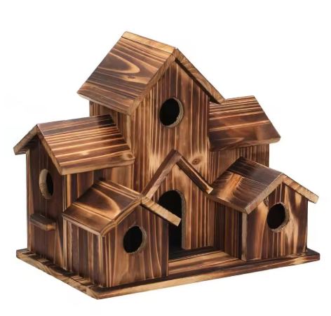 Vogelhaus aus Holz mit 6 Eingängen für Kleinvögel