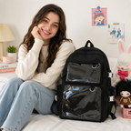 Transparenter Rucksack mit Pin-Fächern – Schulrucksack im japanischen Stil
