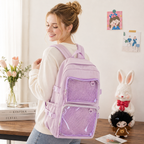 Transparenter Rucksack mit Pin-Fächern – Schulrucksack im japanischen Stil