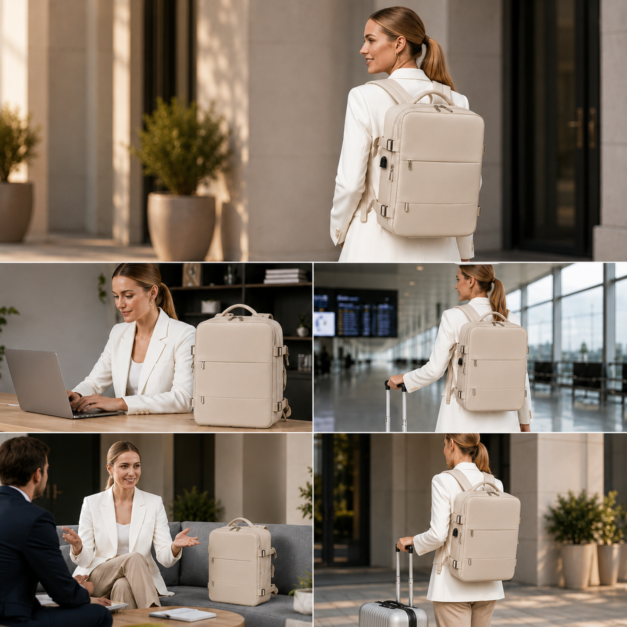 Business-Rucksack mit USB-Anschluss und 180°-Öffnung