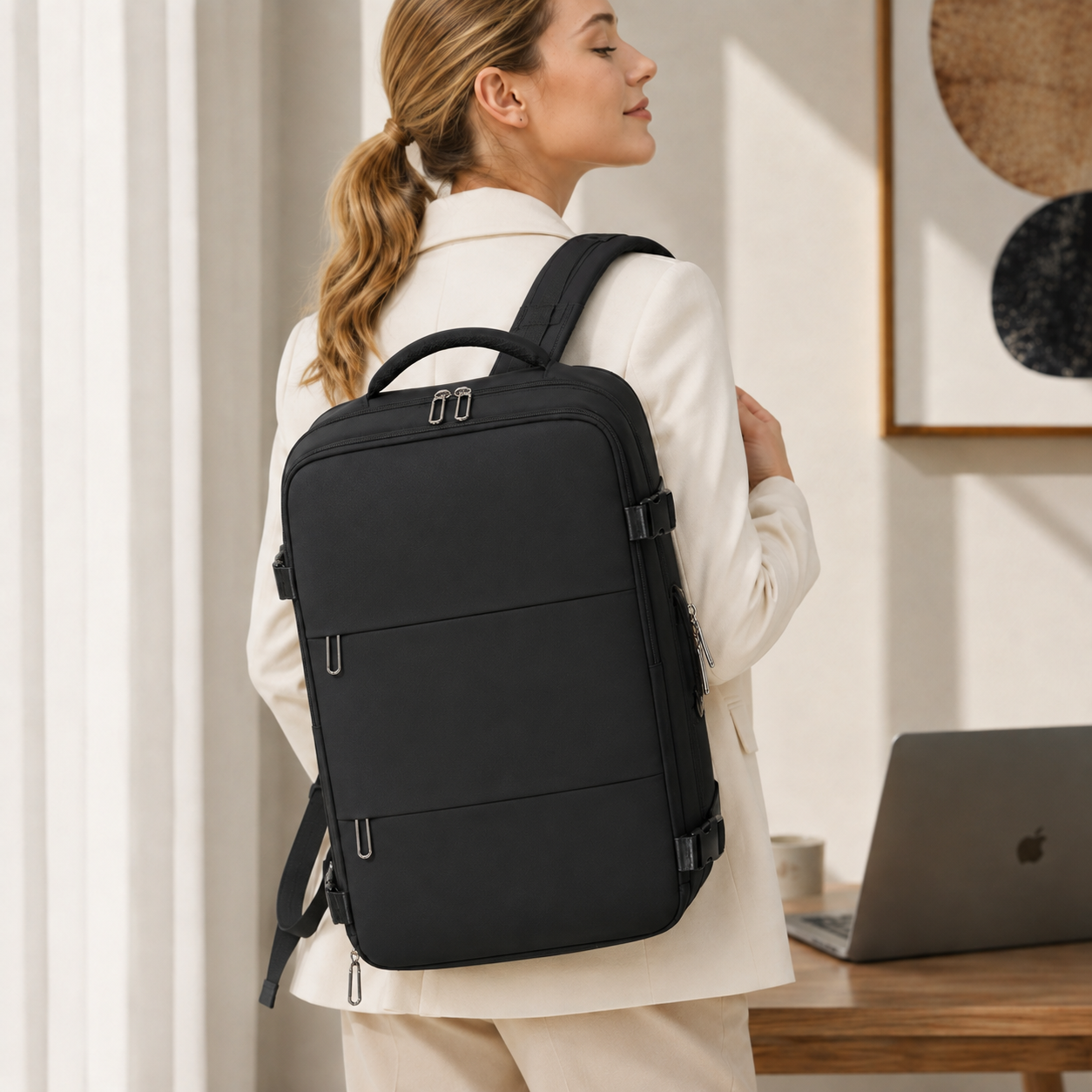 Business-Rucksack mit USB-Anschluss und 180°-Öffnung