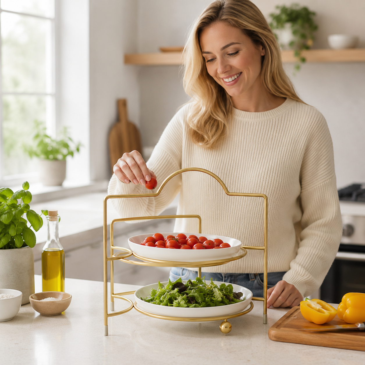 Küchen-Vorbereitungsregal mehrstufig mit Tablett-Organizer