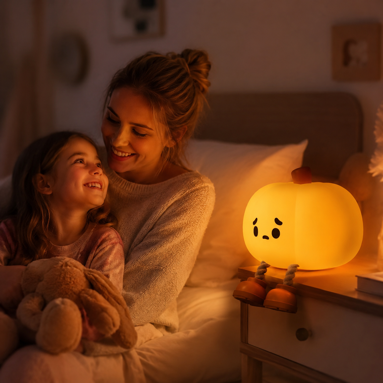 Kürbis-Nachtlicht Silikon 9,8 cm – Gemütliches LED-Licht