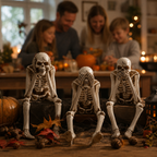 3-teiliges Set mit Skelettfiguren: Herbstliche Dekoration für den Kaminsims