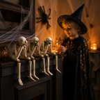 3-teiliges Set mit Skelettfiguren: Herbstliche Dekoration für den Kaminsims