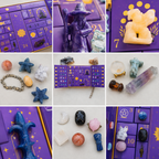 Kristall-Adventskalender mit 31 Edelsteinen und Hexenfigur