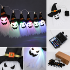 LED-Geisterlichterkette mit Hexenhüten, 5 Geisterlaternen