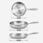 Bratpfannen-Set Edelstahl 3-teilig – 23/26/26 cm