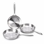 Bratpfannen-Set Edelstahl 3-teilig – 23/26/26 cm