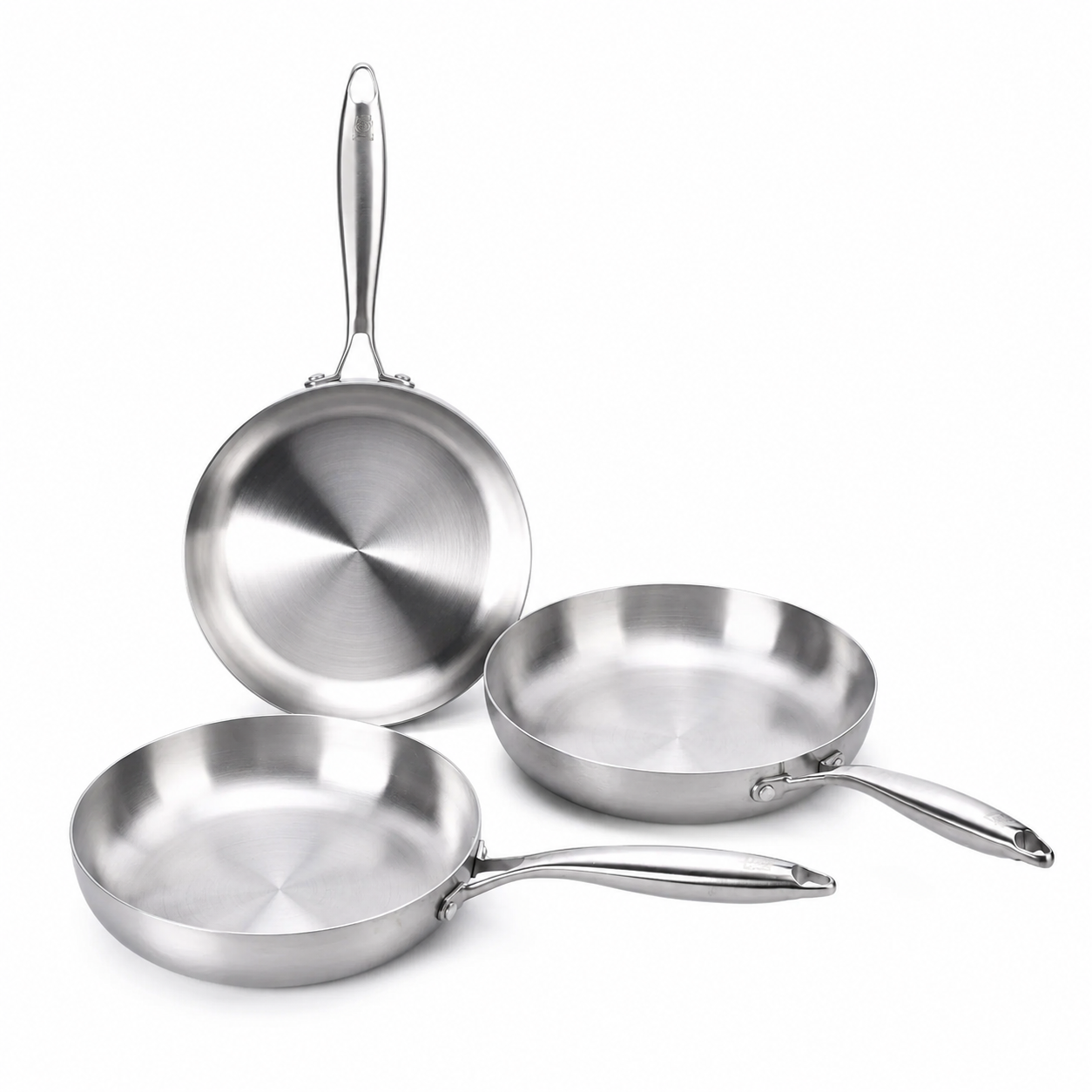 Bratpfannen-Set Edelstahl 3-teilig – 23/26/26 cm