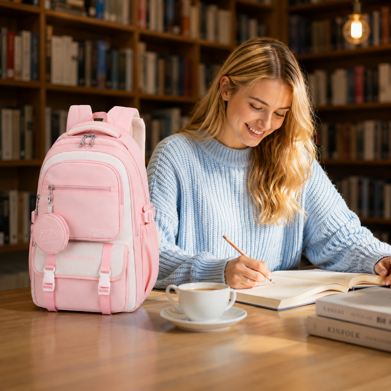 Kawaii Schulrucksack mit mehreren Fächern und Mini-Tasche