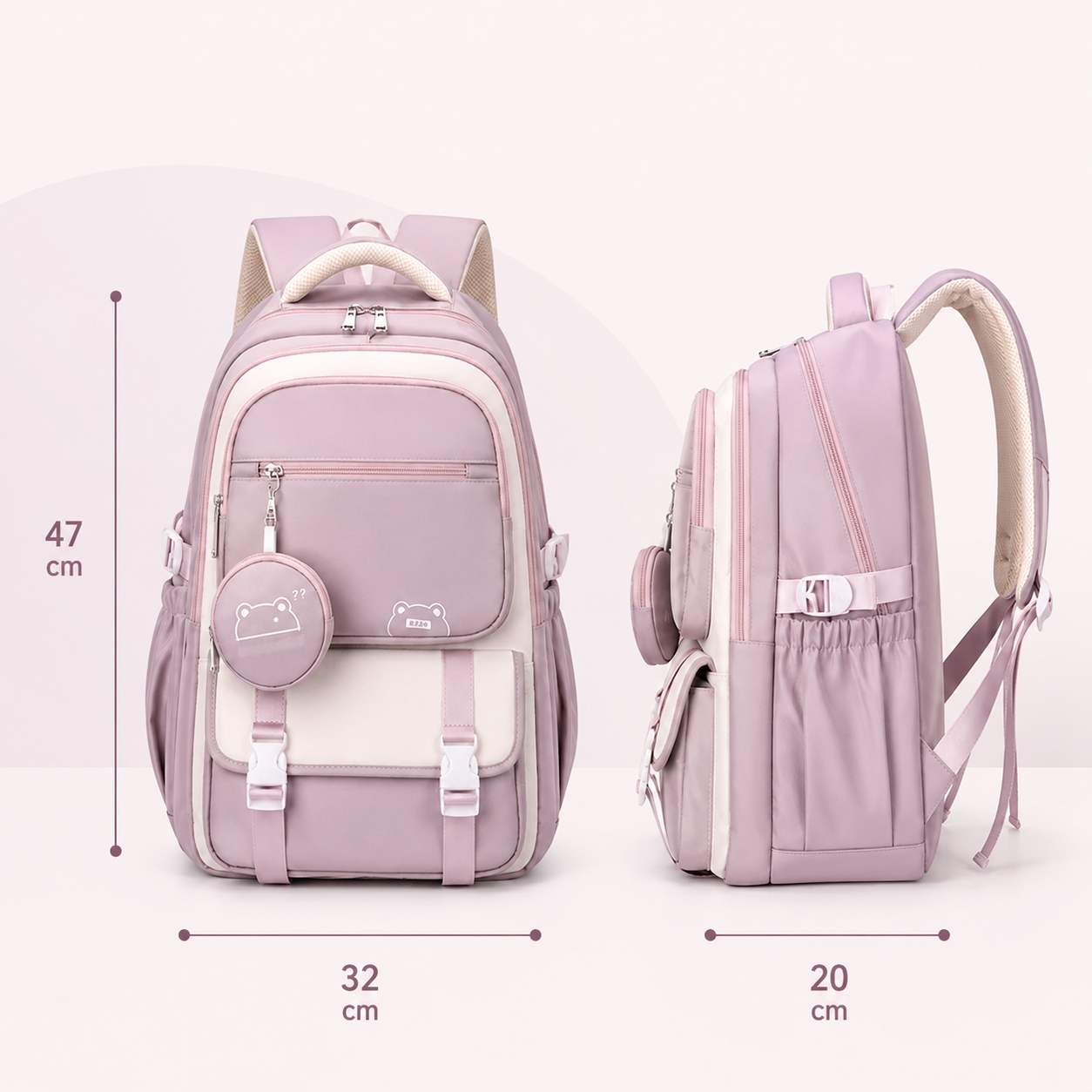 Kawaii Schulrucksack mit mehreren Fächern und Mini-Tasche
