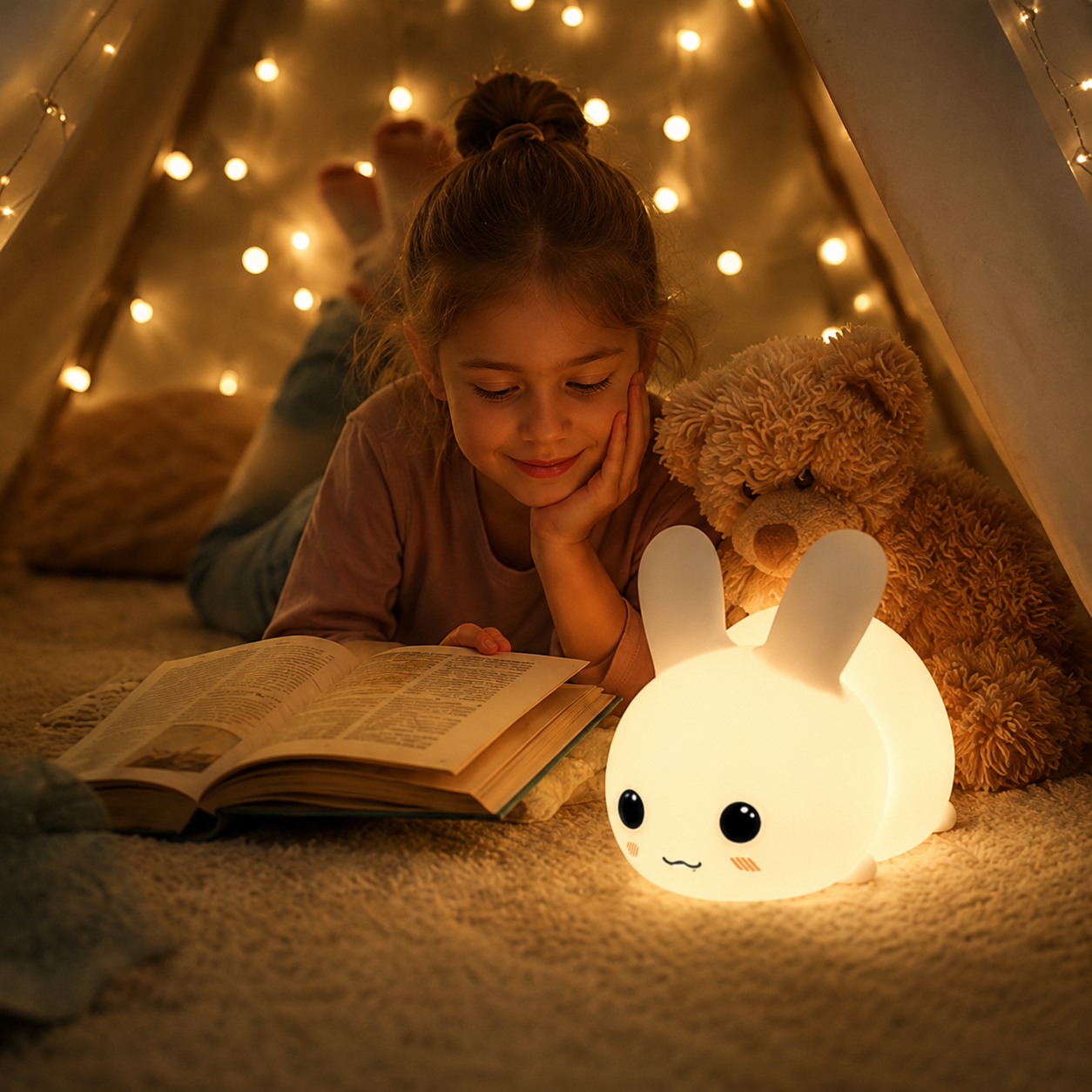 Hasen-Nachtlicht Silikon mit Farbwechsel und Fernbedienung