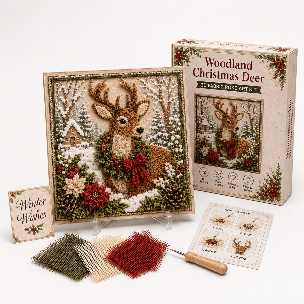 3D Stoff-Bastelset Weihnachten mit vorgestanzter Schablone