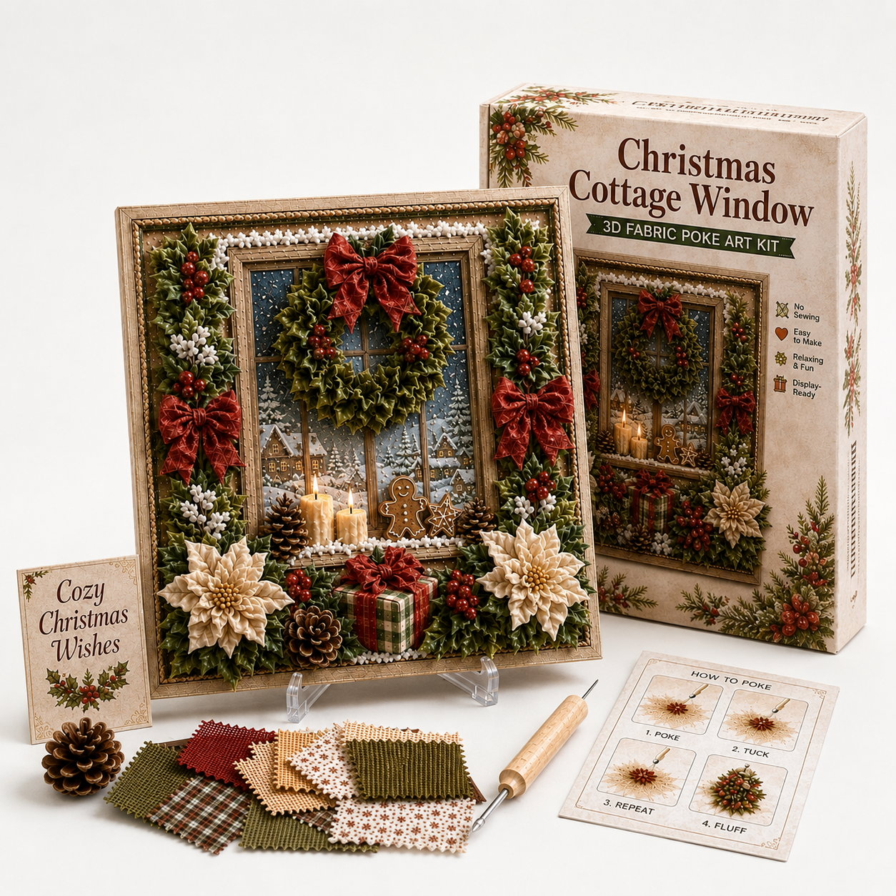 3D Stoff-Bastelset Weihnachten mit vorgestanzter Schablone