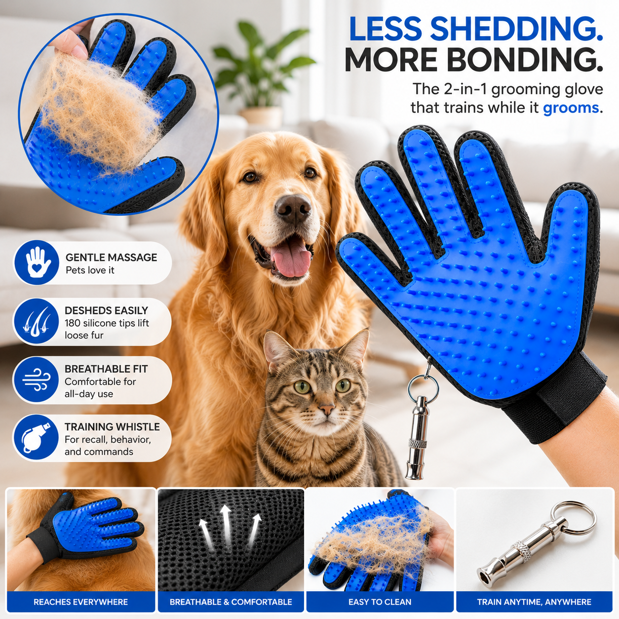 Grooming Glove with Massage Function