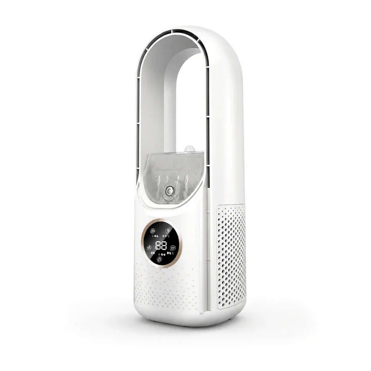 Klingelloser Tower-Ventilator mit Befeuchtung und Touch-Display