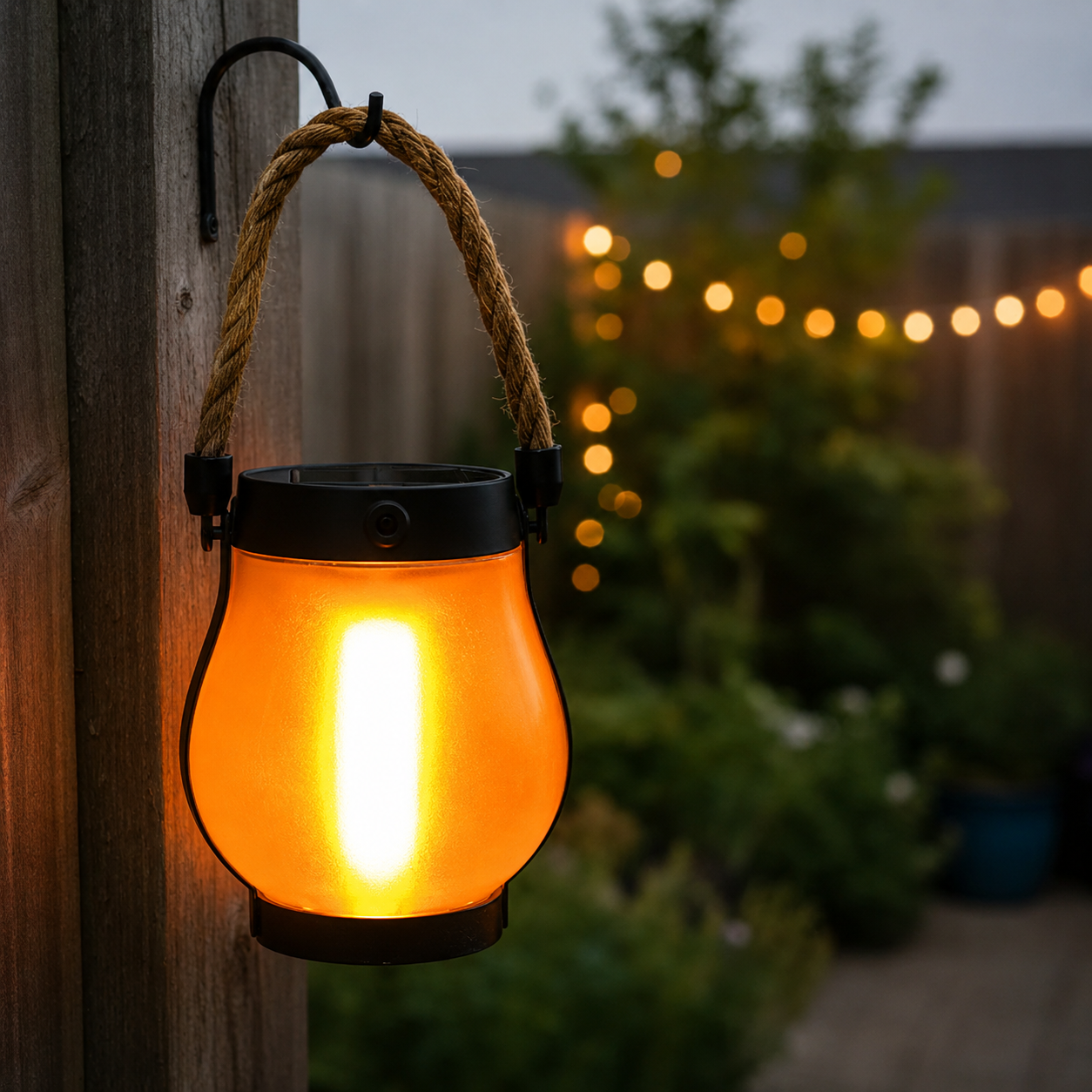 Solar flame lantern with real flicker effect — mood lighting for garden & terrace