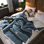 Kuscheldecke Flanell mit Lammwoll-Rückseite