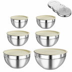 Edelstahl-Schüssel-Set 6-teilig mit Deckel und Reiben