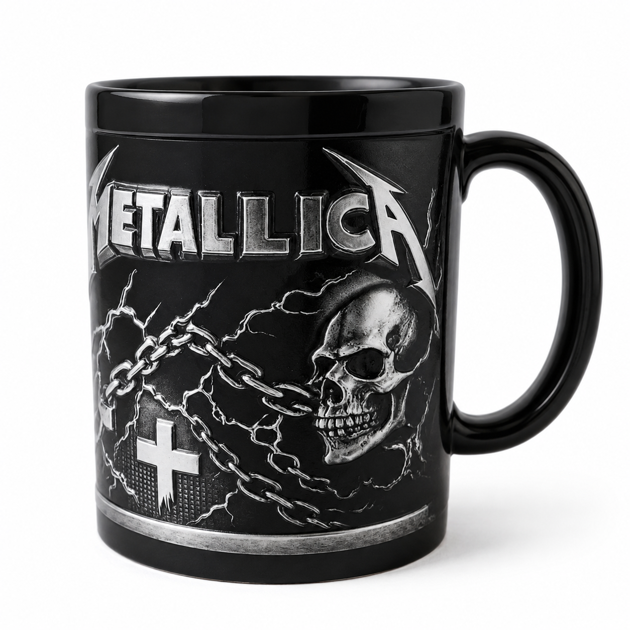 3D-gedruckte Tasse mit gotischem Totenkopf-Motiv