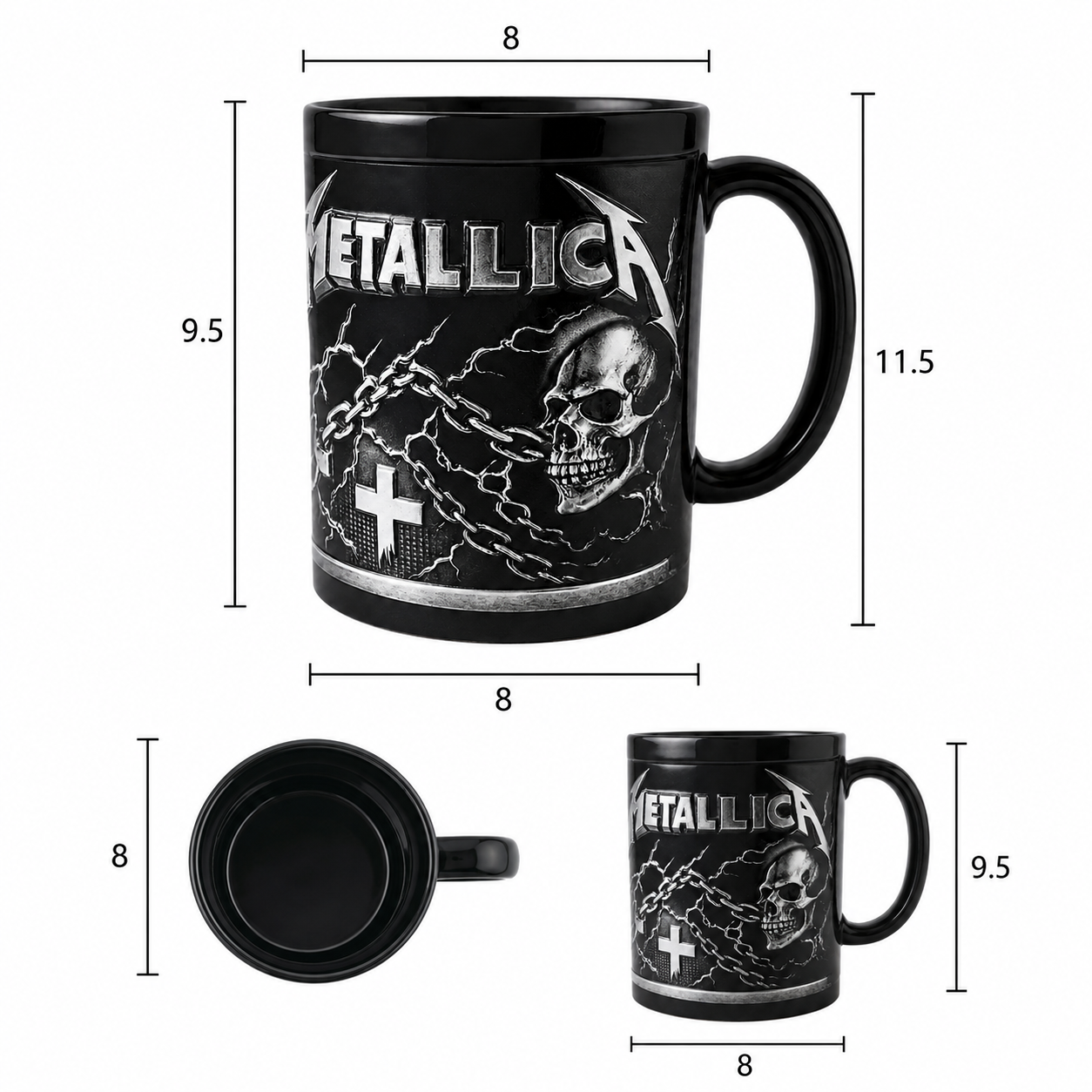3D-gedruckte Tasse mit gotischem Totenkopf-Motiv