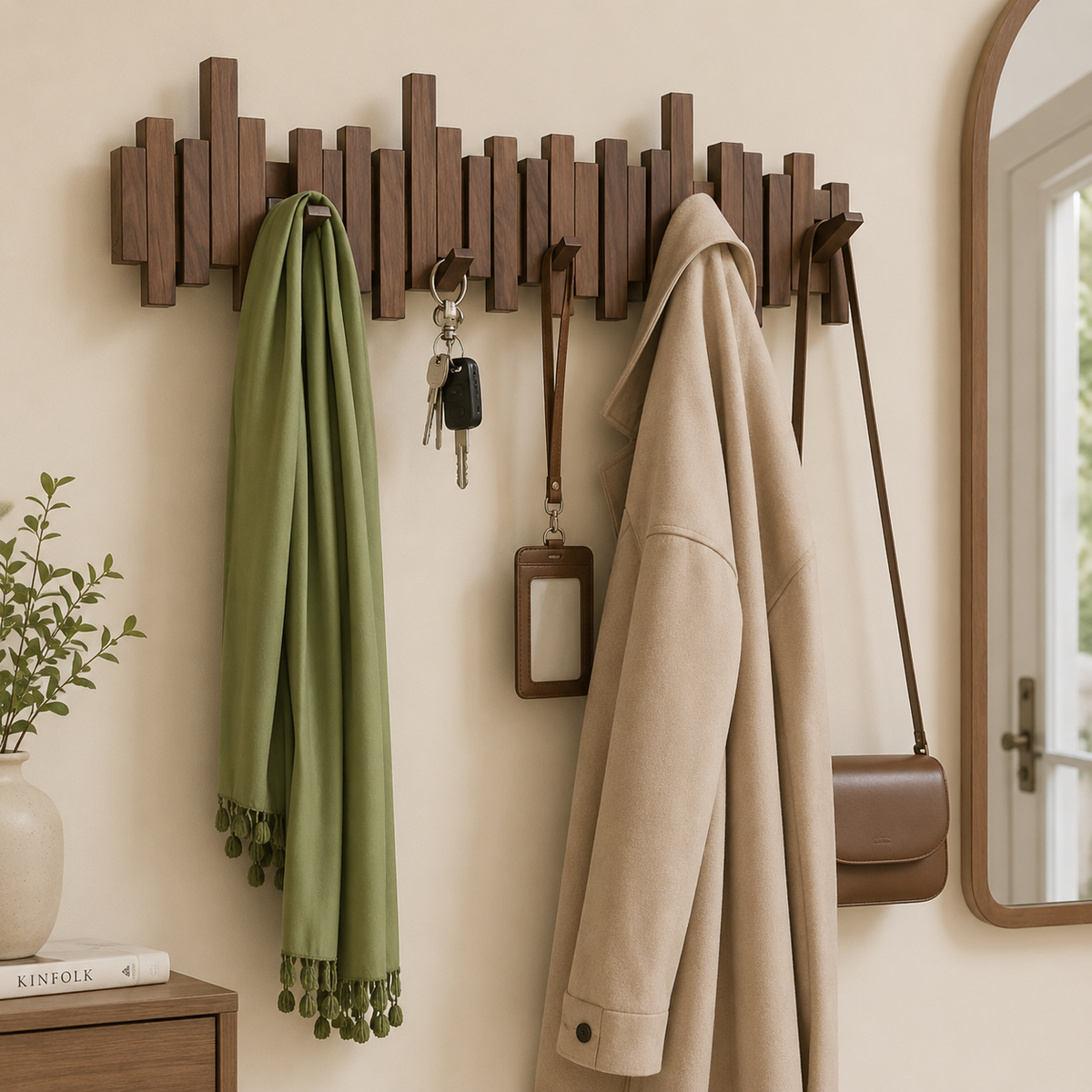 Wandgarderobe Holz mit Haken