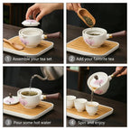 Teekanne ceramic with cherry blossom decor and rotating strainer