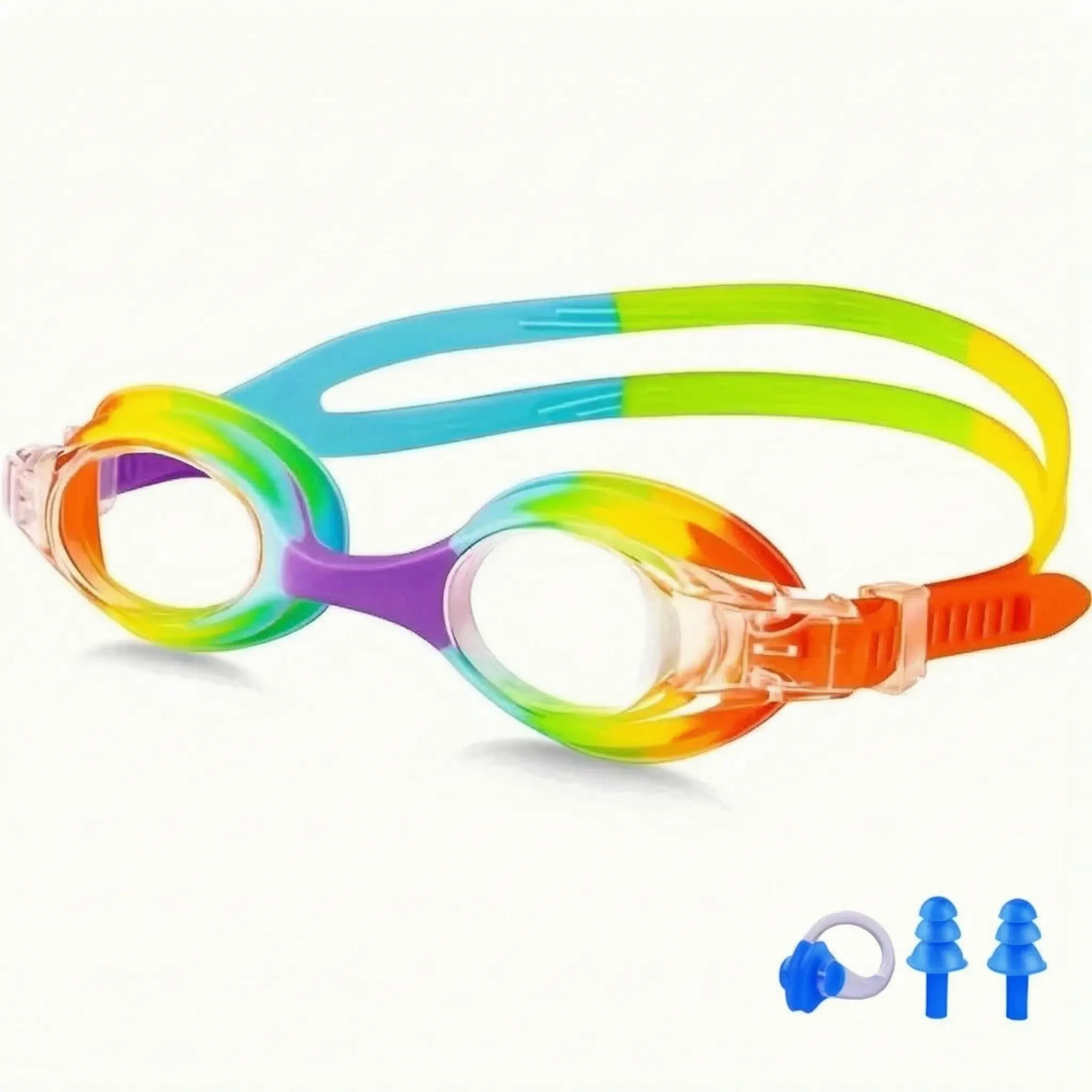 Schwimmbrille für Kinder mit Nasenklemme und Ohrstöpsel