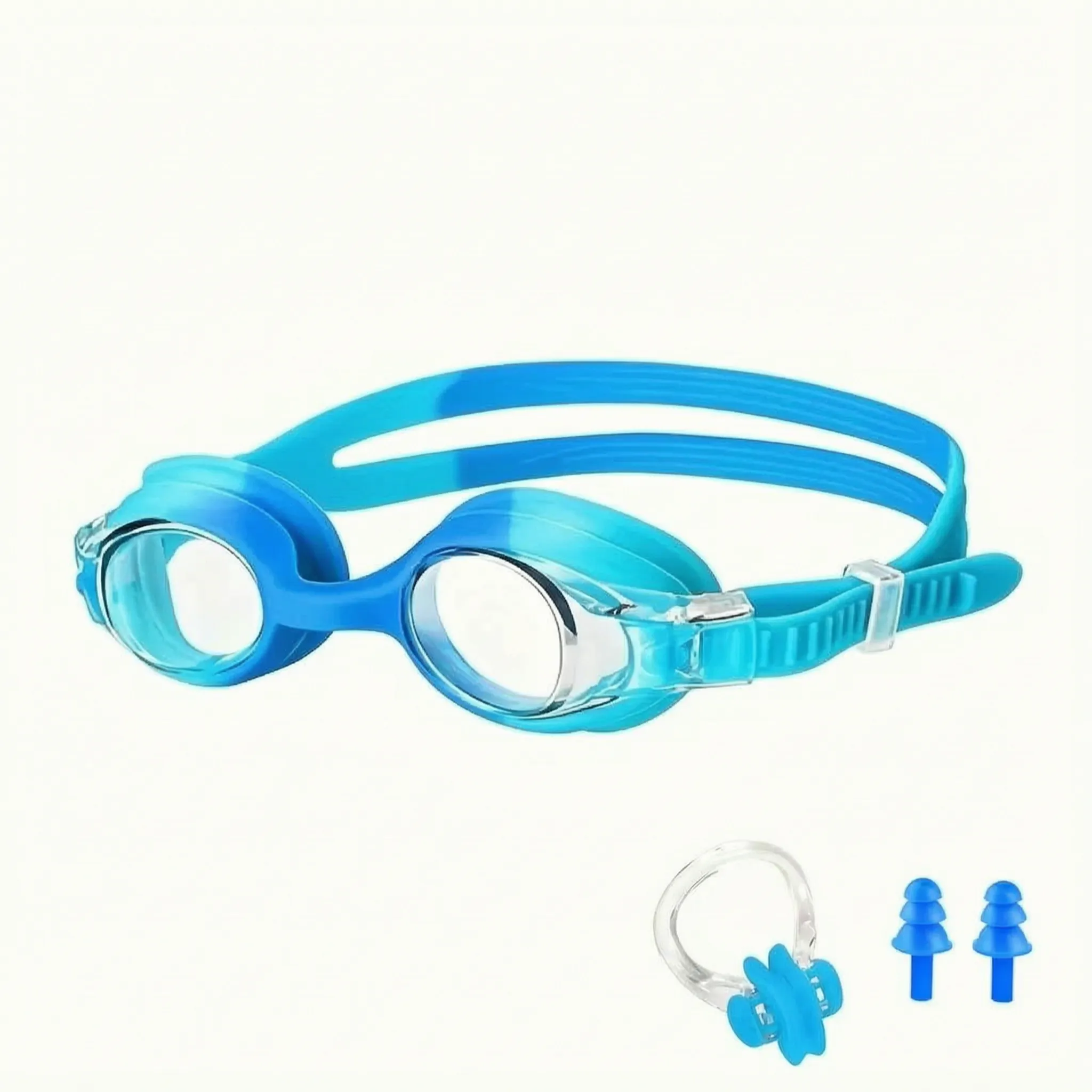 Schwimmbrille für Kinder mit Nasenklemme und Ohrstöpsel