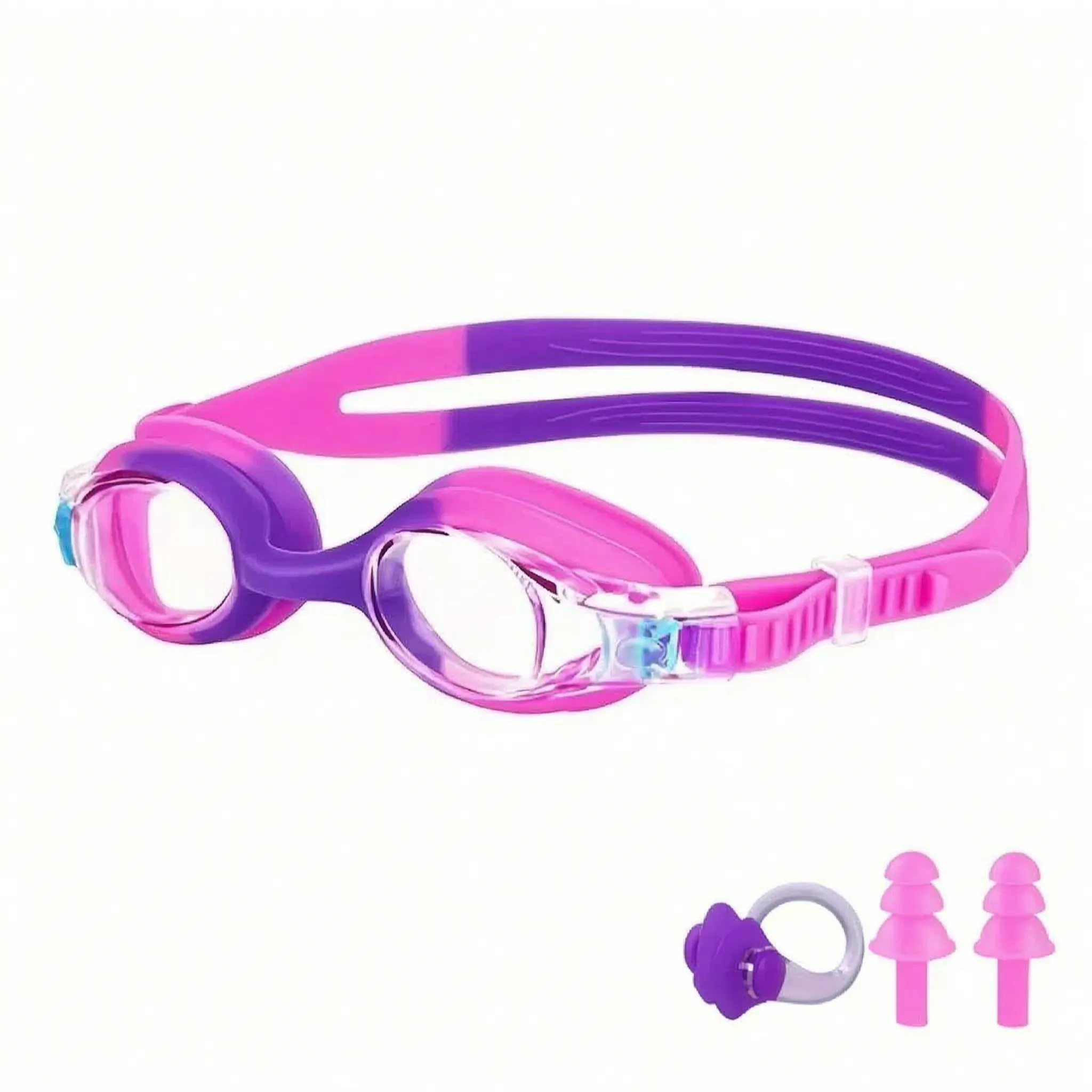 Schwimmbrille für Kinder mit Nasenklemme und Ohrstöpsel
