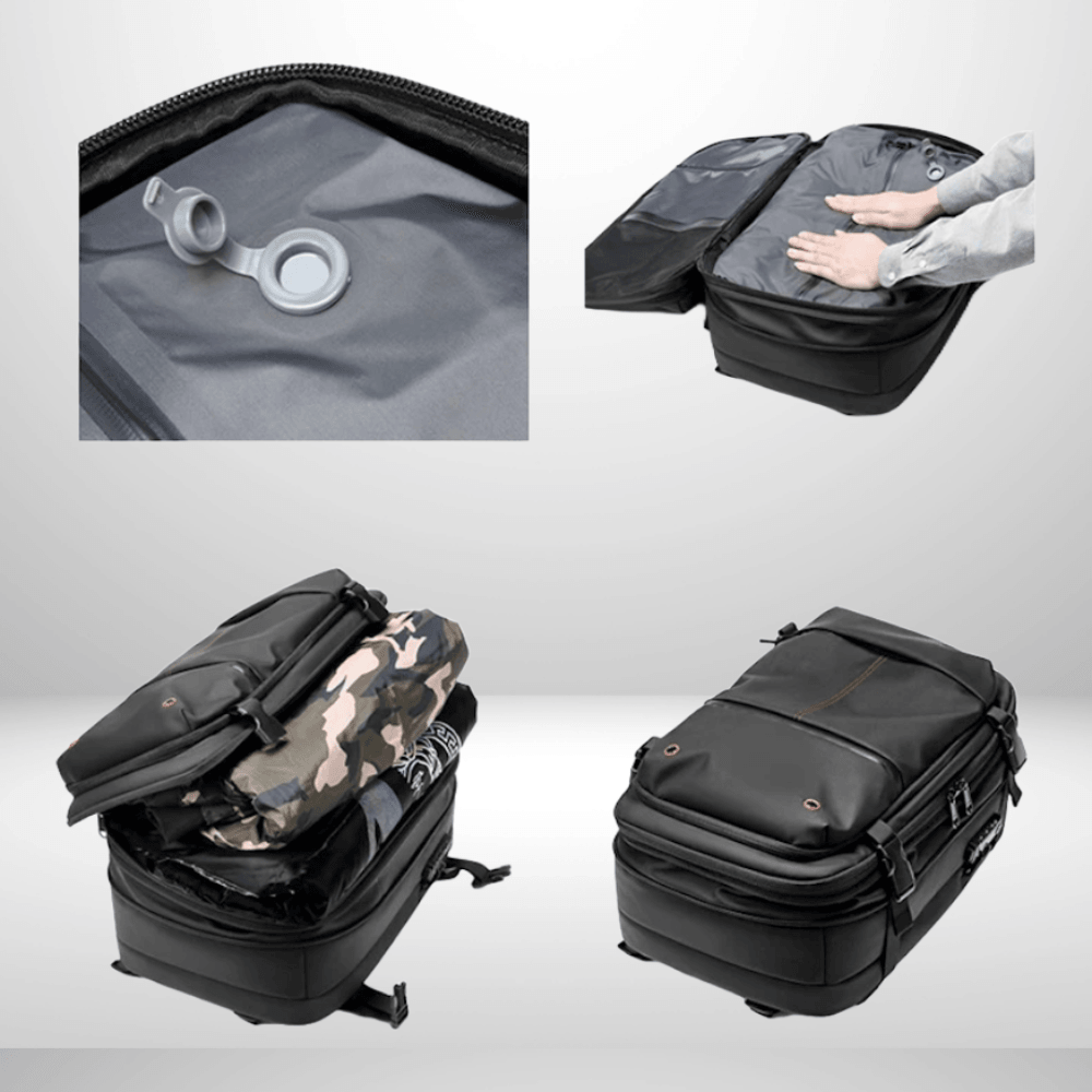 Reiserucksack mit Vakuumkompression und erweiterbarem Volumen