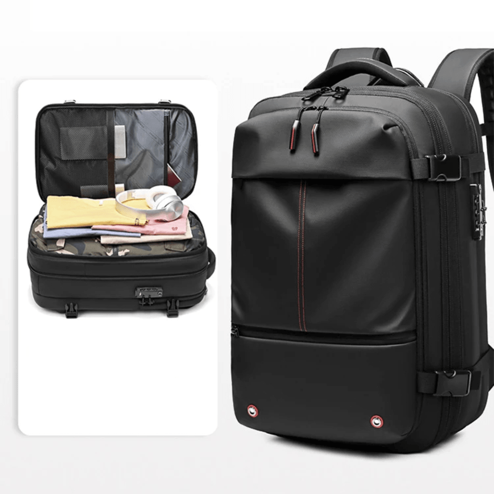 Reiserucksack mit Vakuumkompression und erweiterbarem Volumen