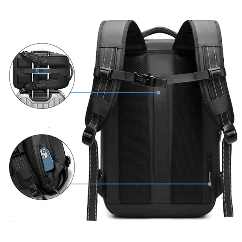 Reiserucksack mit Vakuumkompression und erweiterbarem Volumen