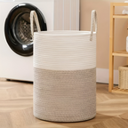 Wäschekorb Baumwollseil extra hoch 58L mit Griffen