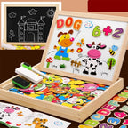 Magnetic Drawing Board 2-in-1 with Wooden Chalkboard