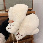Plüsch-Handschuhe mit verstellbarem Kordelzug