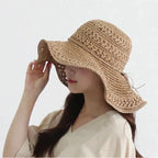 Sun hat straw retro design wide brim