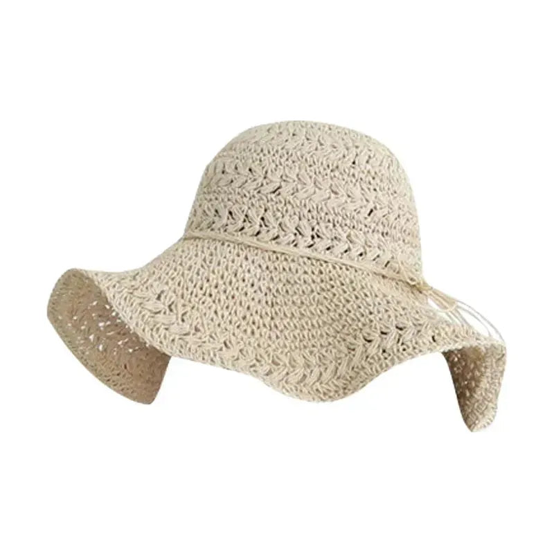 Sonnenhut Stroh Retro-Design breite Krempe