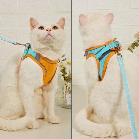 Cat harness with leash – Comfortable fit with reflective safety stripes