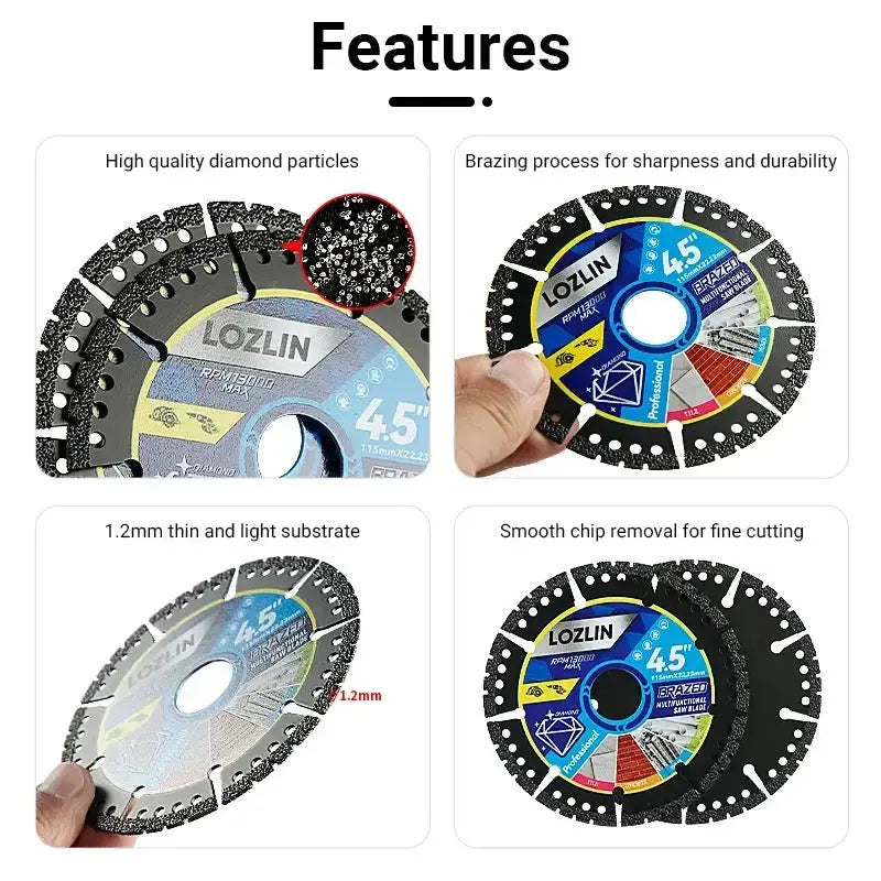 Diamond Saw Blade 115 mm – Multifunctional for Tiles, Concrete, and Steel - 2 Pieces