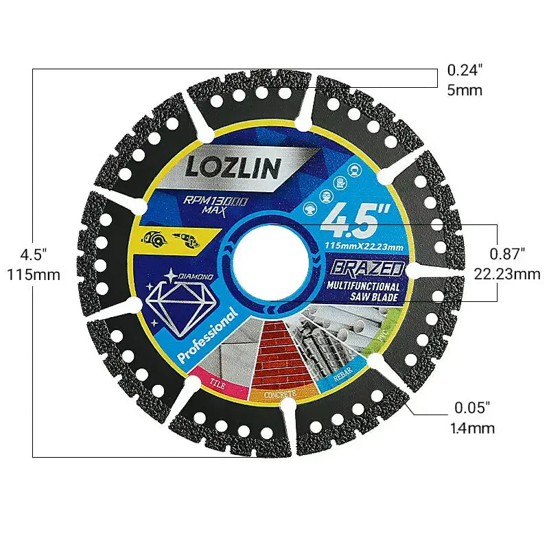 Diamond Saw Blade 115 mm – Multifunctional for Tiles, Concrete, and Steel - 2 Pieces