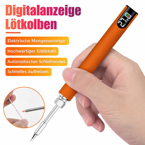 Digital soldering iron with USB connection and display