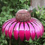 Vogelfutterspender Sonnenblume Metall mit bunten Blütenblättern