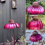 Vogelfutterspender Sonnenblume Metall mit bunten Blütenblättern